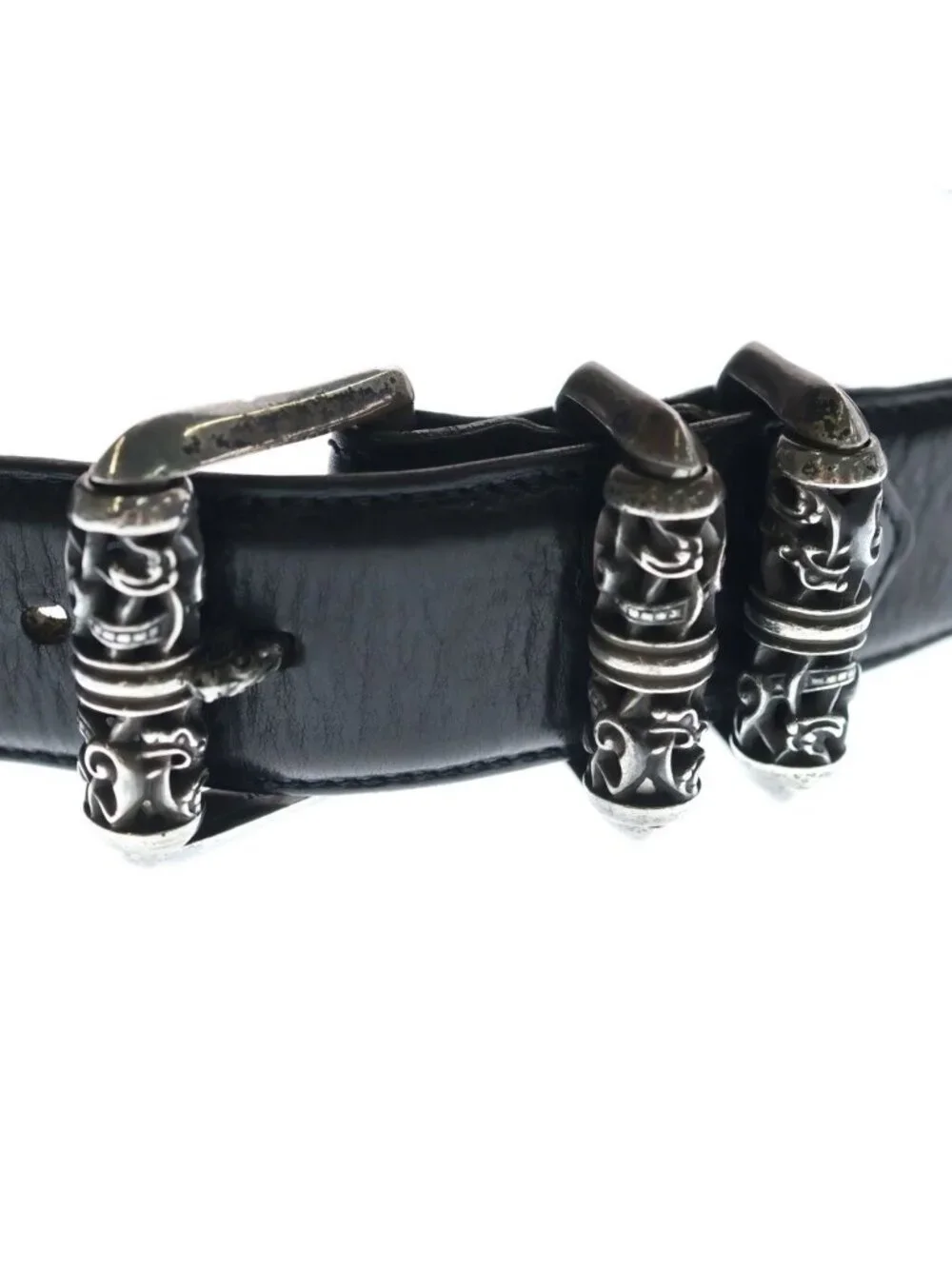 Chrome Hearts Celtic Roller Buckle Leather Belt Silver